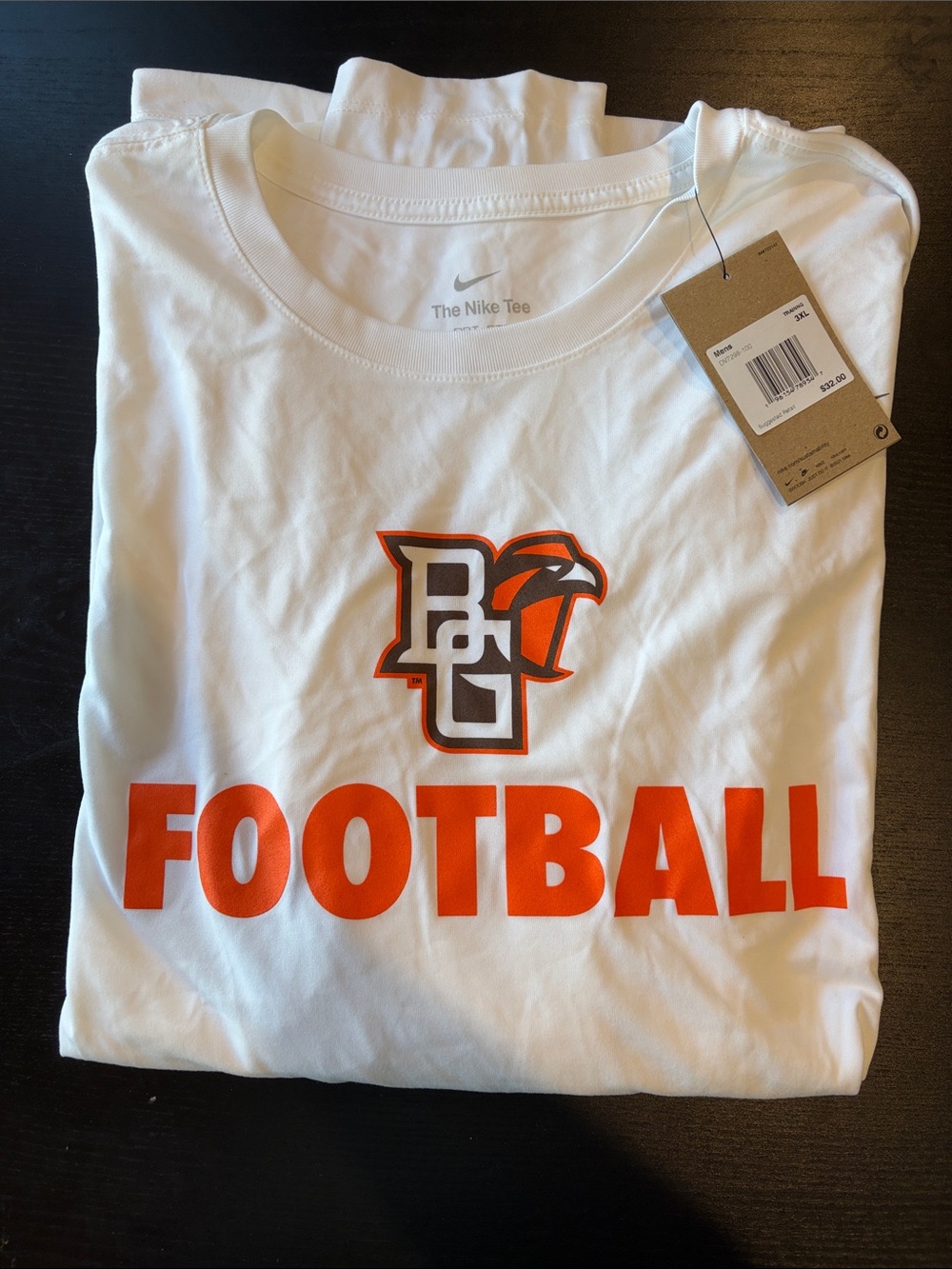 NWT Nike White BG Football Graphic Tee with Orange Print